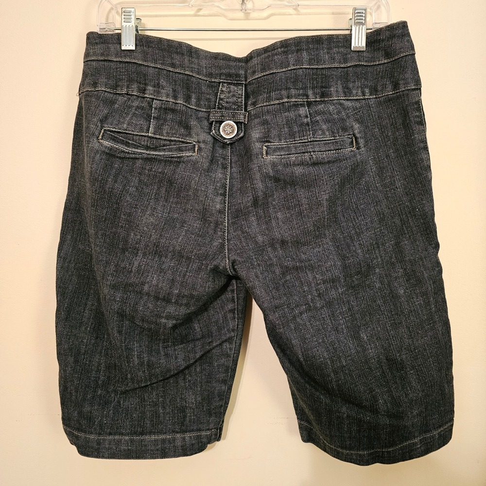 BKE Denim Bermuda Shorts Womens 13 Dark Wash Double Button Longline Jean Shorts - Picture 5 of 8